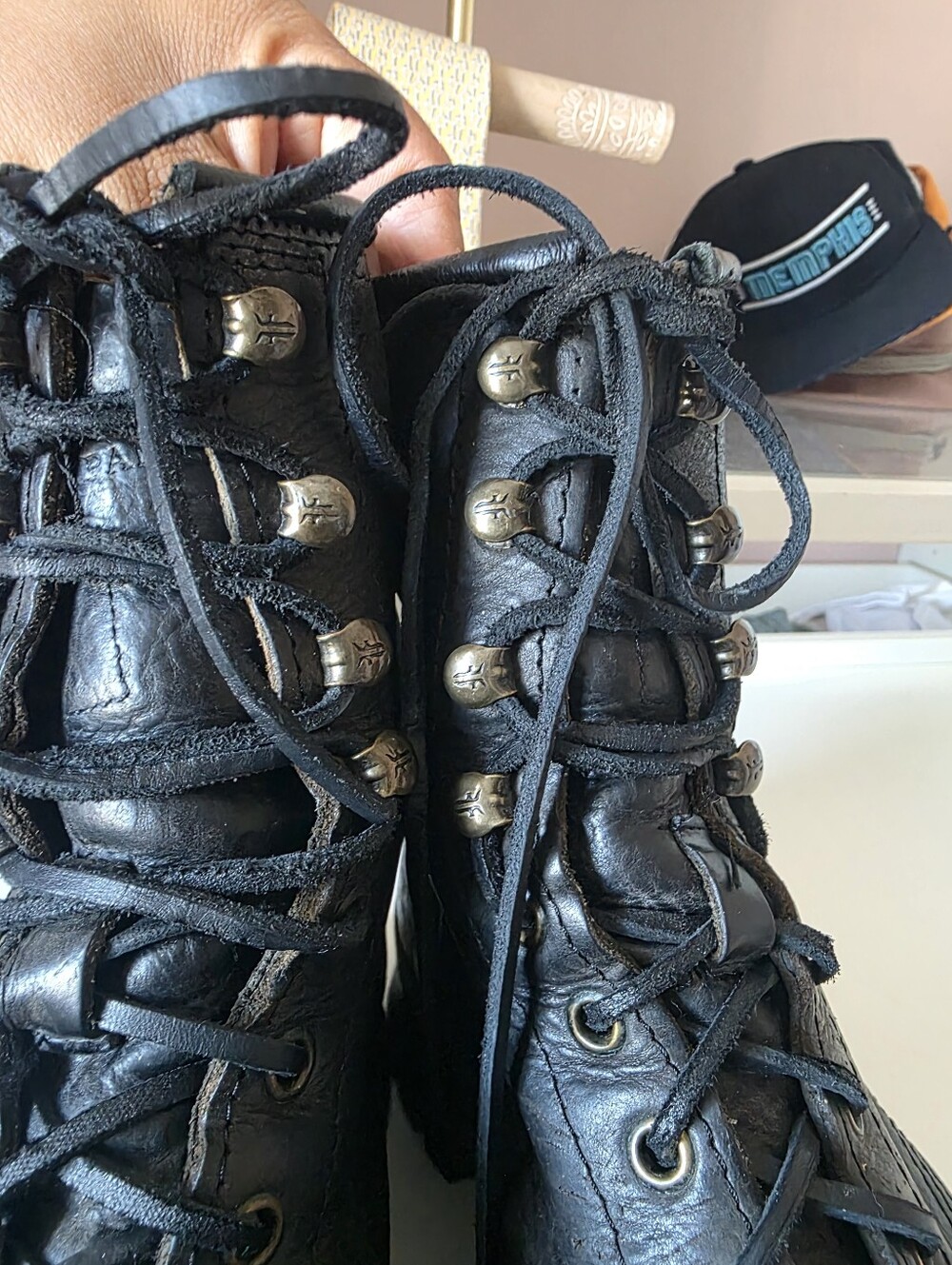 Frye Men's Black Leather Lace-Up Work Boots - Picture 4 of 11